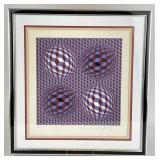Framed Signed & Numbered Op Art w/COA - Vasarely