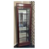 6.5 FT Asian Influenced Wood Lighted Curio Cabinet
