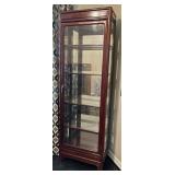 6.5 FT Asian Influenced Wood Lighted Curio Cabinet