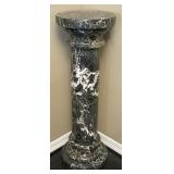 4.5 FT Polished Black & Gray Marble Pedestal Stand