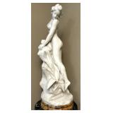 3 FT Signed Carrara Marble Sculpture on Base -