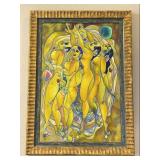 4 FT Gilt Framed Signed & Numbered Serigraph w/