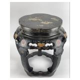 Vintage Chinese Black Lacquered Pedestal Stand