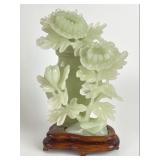 Chinese Carved Jade Flower & Vase Sculpture