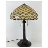 Tiffany Style Leaded Stained Glass Shade on Lamp