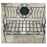 Wrought Iron Painted Metal Bench w/ "The State