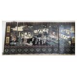 8 FT Vintage Chinese Coromandel Black Lacquer