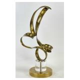 Abstract Antiqued Brass & Acrylic Sculpture
