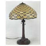 Tiffany Style Leaded Stained Glass Shade on Lamp
