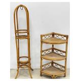 Rattan 3 Tier Corner Shelf and Plant Stand