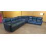 Flexsteel 4 piece blue leather sectional couch