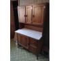 Hoosier kitchen island with enamel countertop