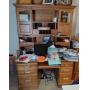 Haugen solid oak desk and lighted hutch-contents