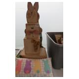 2 WOODEN EASTER DECORATIONS, EASTER PILLOW