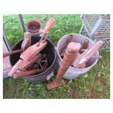 2 BUCKETS MISC ANTIQUE TOOLS