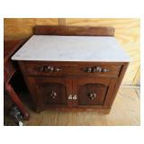 MARBLE TOP WALNUT WASH STAND
