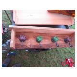 WOOD SHELF WITH 4 HOOKS