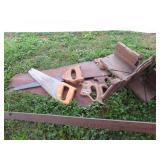 PILE OF HANDSAWS, MITER SAW
