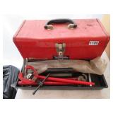 METAL TOOL BOX, PLUMBING TOOLS
