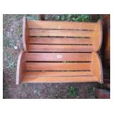2 OAK TABLE TOP BOOK HOLDERS