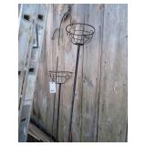 Shepards Hook & 2 Metal Flower Holders