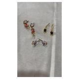 925 silver 3 pairs fancy earrings