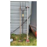 Assorted HandTools Hoe, Scraper, HayFork