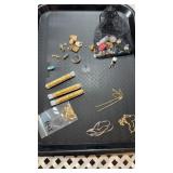 Misc broken/damaged pcs, single earrings, rocks,