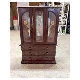 wooden jewelry "armoire" box  18" x 12" x 5"