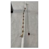 925 silver necklace, tennis bracelet with ï¿½Rubyï¿½