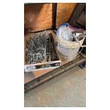 Box of Hangers and Bucket of Misc