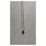14 karat gold chain, gemstone pendant