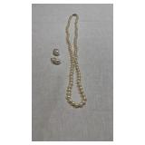 Pearl necklace and earrings