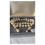Pearl necklace and matching earrings