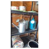 TWO METAL WATERING CANS AND ONE METAL