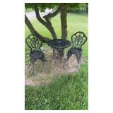 CAST IRON CHAIR AND TABLE SET