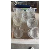 13 Sherbert glasses and 5 Etched glasses
