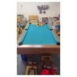 Pool Table w/ Balls, Cues and Wall holder