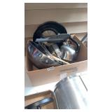 METAL BOWL, STRAINERS AND WATER KETTLE