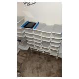 27 SHOE STORAGE BOXES AND 2 TOTES