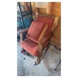 WOODEN ROCKER W/ FOOT STOOL