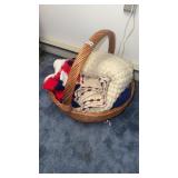Large basket and afghans