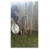 RAKE, POST HOLE, SPADE, BUCKET, PRY BAR
