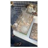 2 BOXS OF GLASS WARE, STEM WARE AND SIGNED NAPY