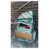 BOX OF LUNCH PALES AND COOLER BAGS