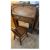 MODERN OAK DROP FRONT DESK PLUS CHAIR