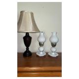 3 lamps - 2 milk glass