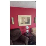 Fancy bellowed mirror & pair wall sconces