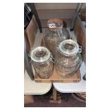3 LG CANNEN JARS, 2 CRACKER BARREL STYLE