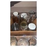 GLASS PITCHERS AND CANNEN JARS
